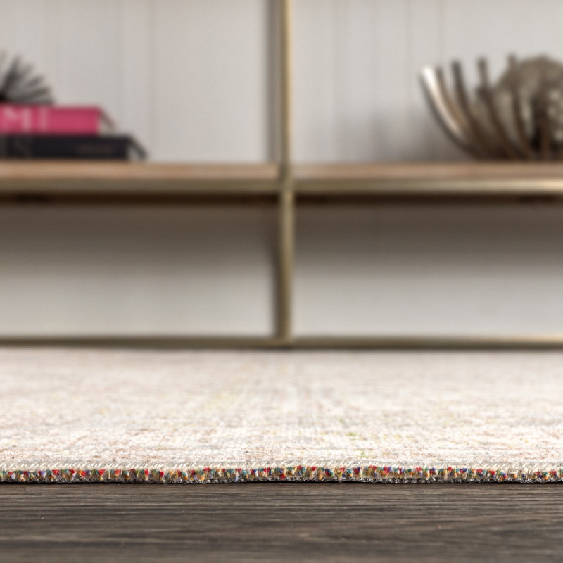 Tapis gris avec médaillon géométrique décoratif Peregrine, Rectangle 4pi x 6 pi