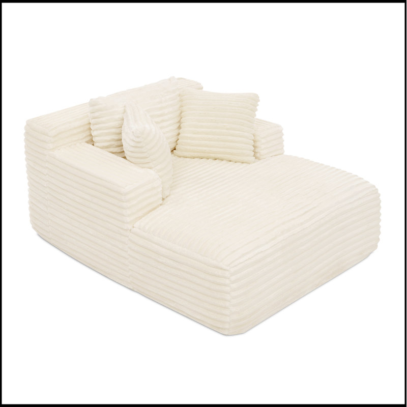 Canapé-lit rembourré en mousse de velours côtelé rembourré avec assise profonde Living Chair, Beige