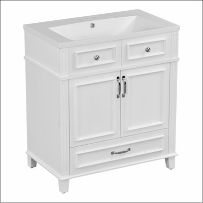 Meuble-lavabo 30 po sans comptoir, armoire de rangement en bois massif
