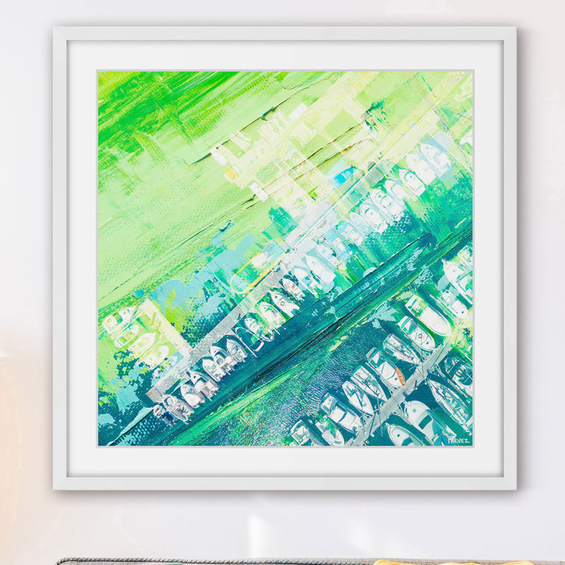 Green and Blue Nautical Framed Canvas Print, 12" x 12"