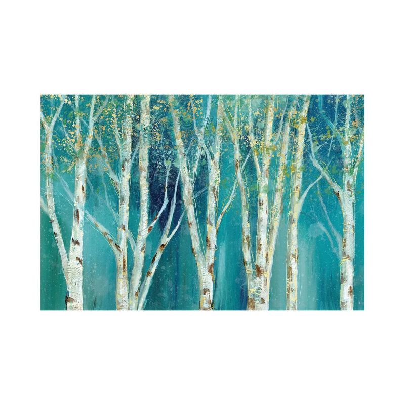 Birch On Blue by Nan - Wrapped Canvas Print, 20.32cm H x 30.48cm W x 1.91cm D