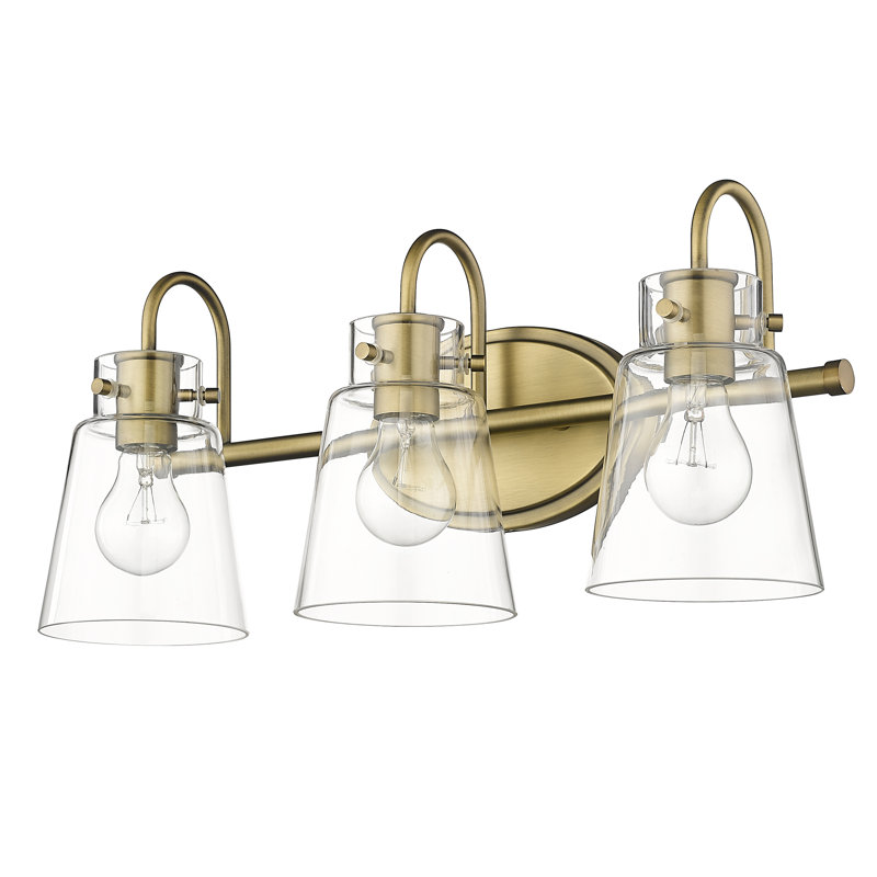 3 - Light Dimmable Vanity Light, Antique Brass
