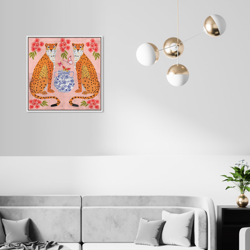 «Great Mother Cheetahs», impression sur toile, Toile avec cadre flottant, H 13 po x l 13 po, Blanc