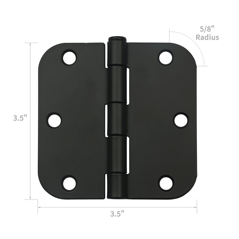 Charnière de porte à coins arrondis 3,5 po H 3,5 po x l 3,5 po, Noir mat