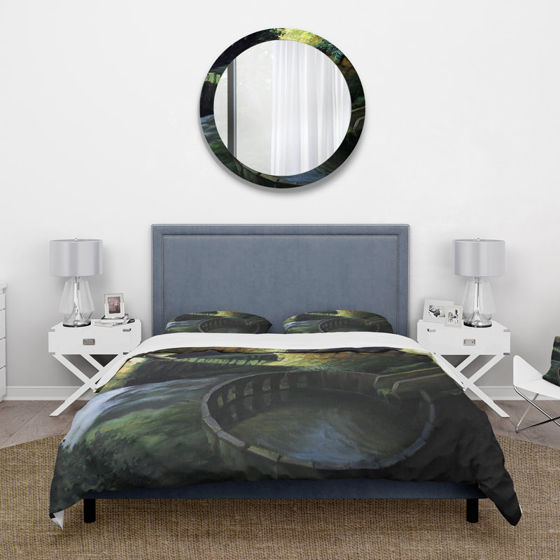 Old Watermill In Nature Landscape - Ensemble de housse de couette Lake House - Microfibre de polyester