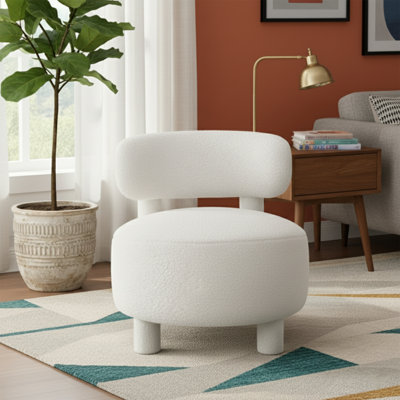 Fauteuil d'appoint sans accoudoirs en tissu avec dossier incurvé et pieds en bois massif 063-Teddy
