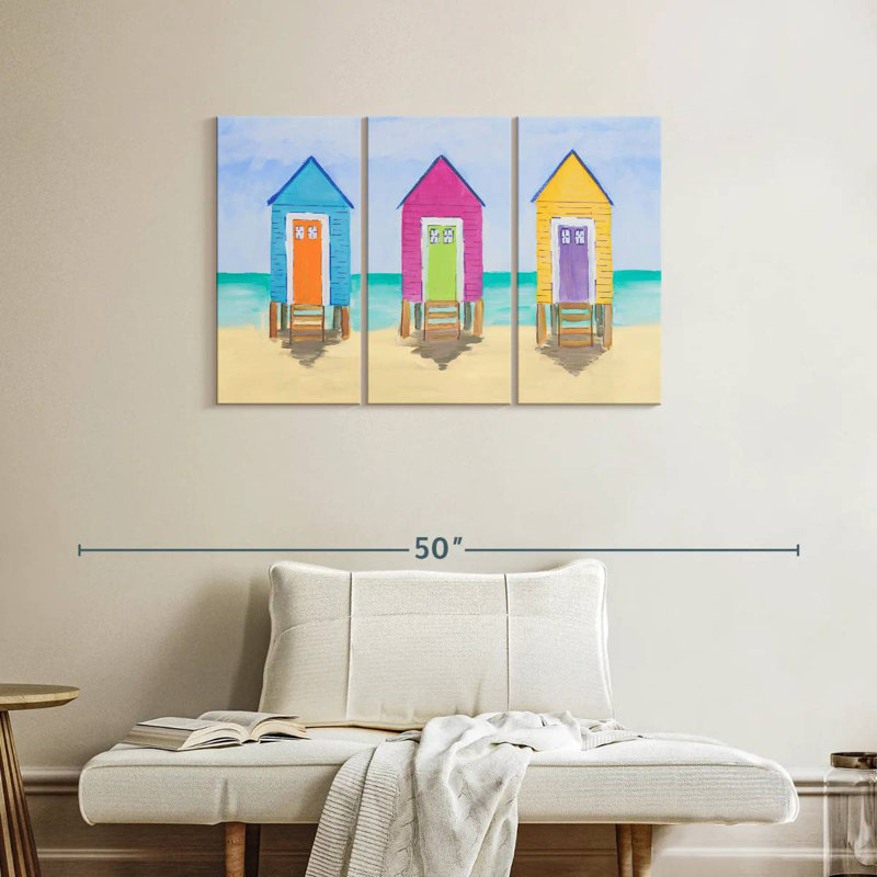 Gillard Three Beach Shacks, H 24 po x l 38 po