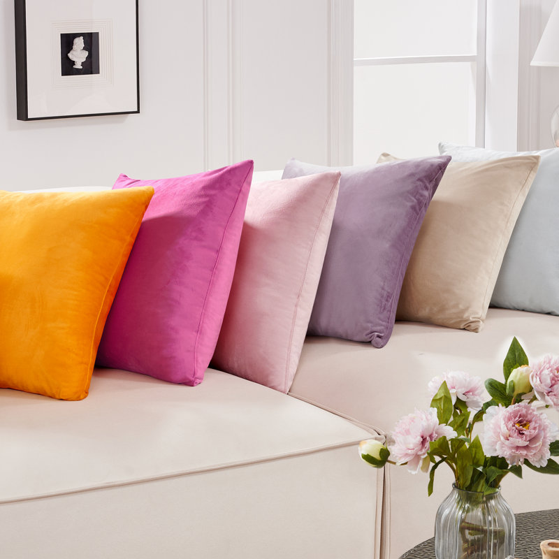 Sakura Pink Velvet Euro Pillow Covers, Set of 2