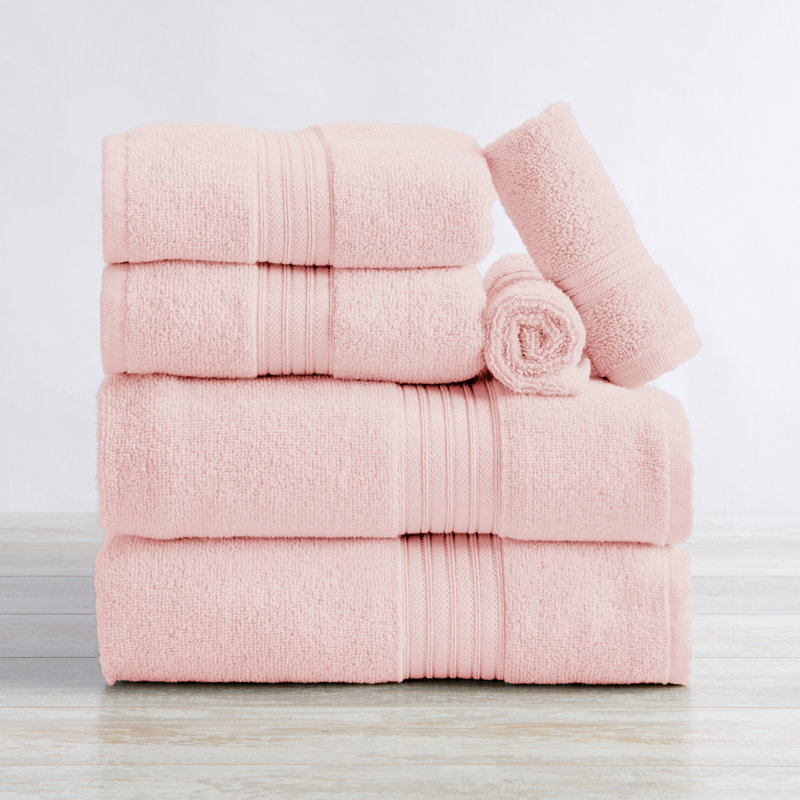Ensemble de serviettes 6 pièces 100% coton super doux à séchage rapide, Rose
