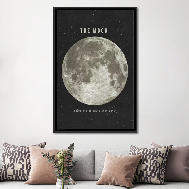 « the moon landscape », reproduction d’art sur toile, H 26 po x l 18 po x P 1,5 po, Toile avec cadre noir, Pas de tapis