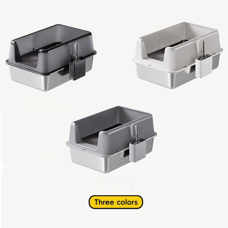 Stainless Steel Litter Box, White