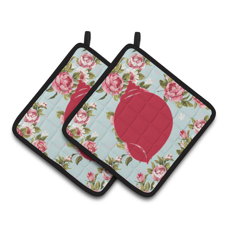 Caroline's Treasures Shells Floral Polyester Potholder, Blue