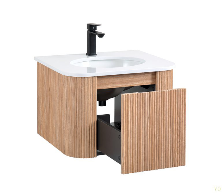 Meuble-lavabo mural 24 po avec lavabo Arcora, 24", Bois naturel