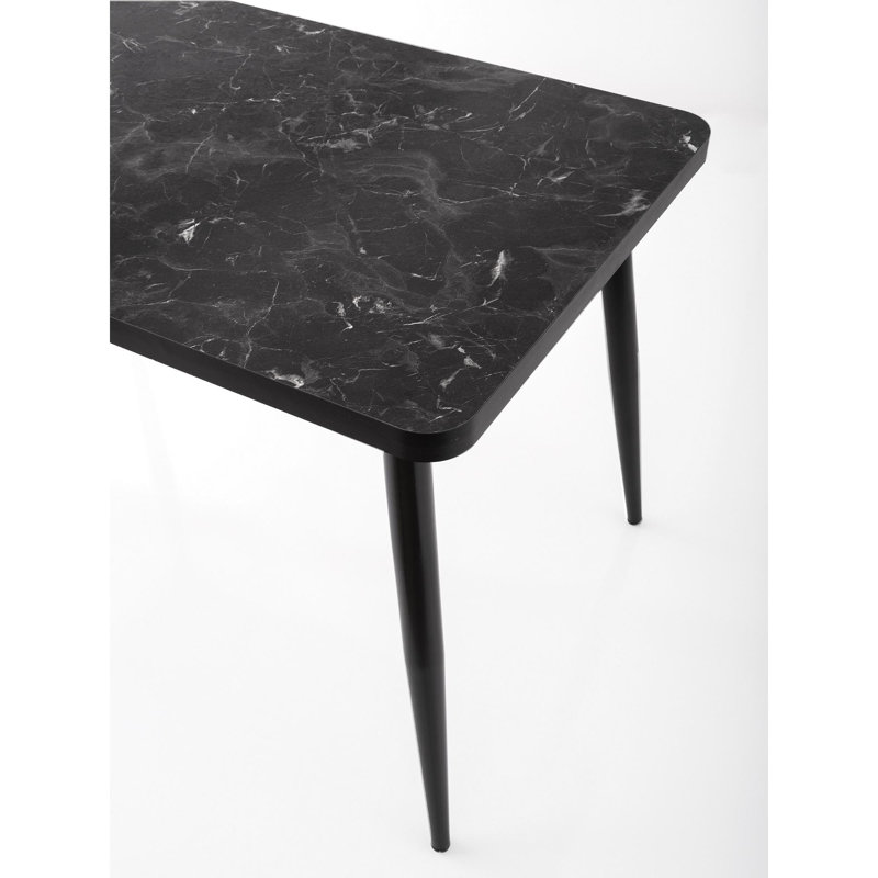 Ferro Beech Dining Table, Black Marble