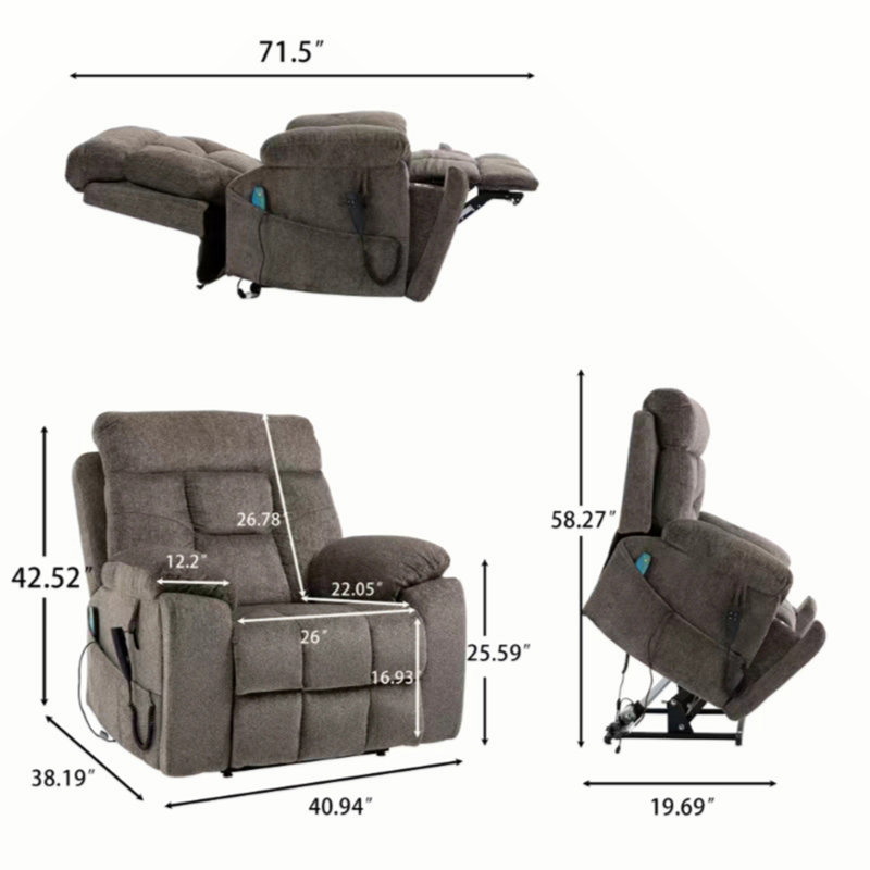 Khelani Upholstered Heated Massage Chair, Dark Brown