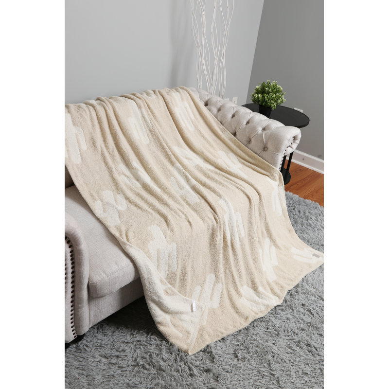 Cactus Pattern Luxury Soft Throw Blanket - BEIGE