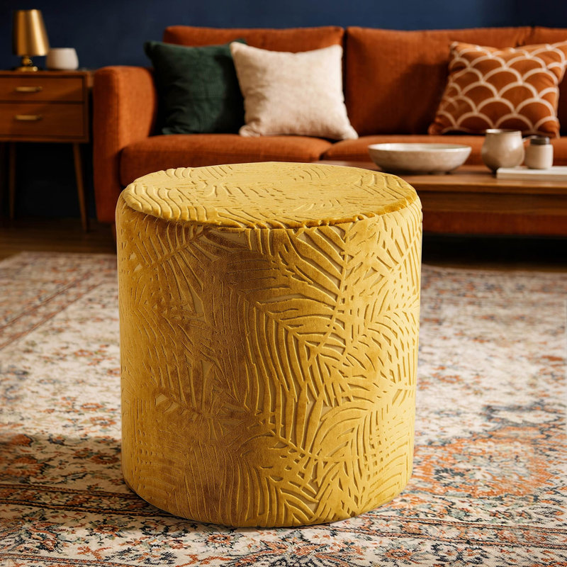 40cm Wide Round Floral Pouffe Ottoman