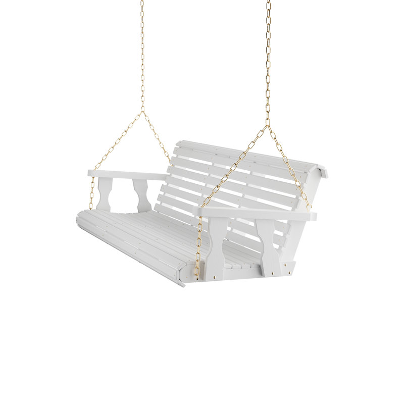 Balançoire à roulettes Red Barrel Studio®, 3 pieds, chaînes, 75", Teinture blanche demi-solide
