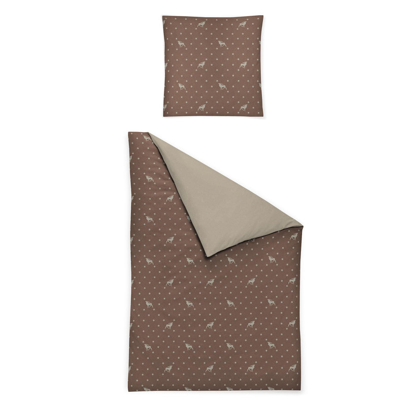 Panda 8395 Brushed Cotton Duvet Cover Set, Sienna, 155 x 200cm - 1 Pillowcase ( 80 x 80cm)