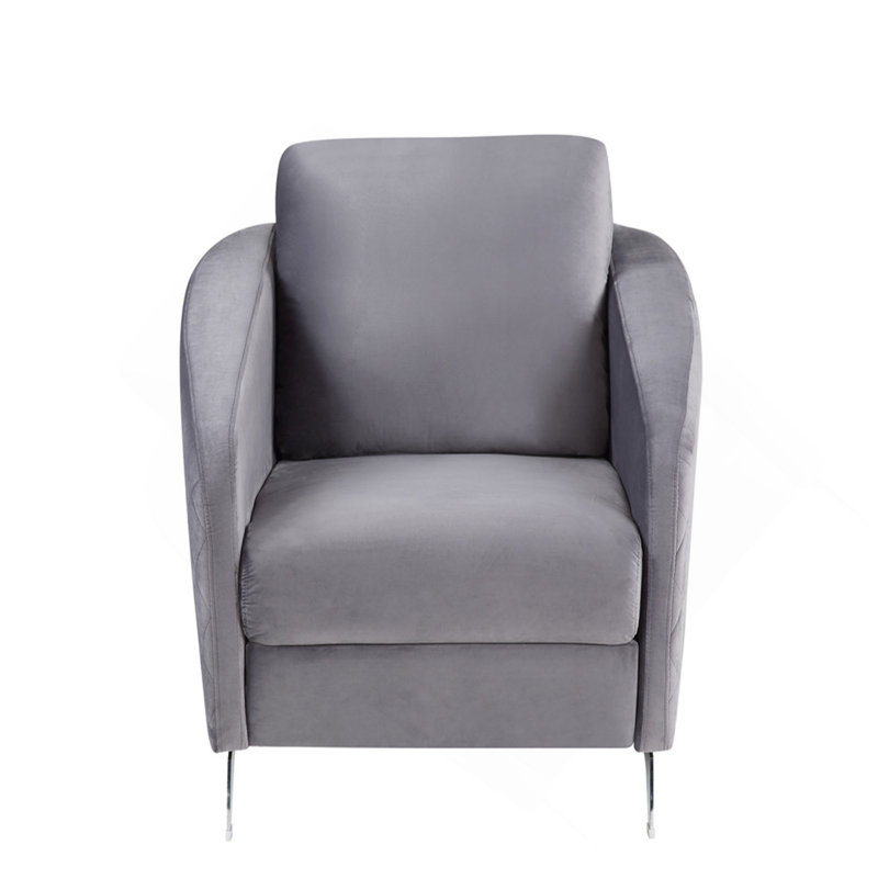 Fauteuil moderne chic en velours gris Livia