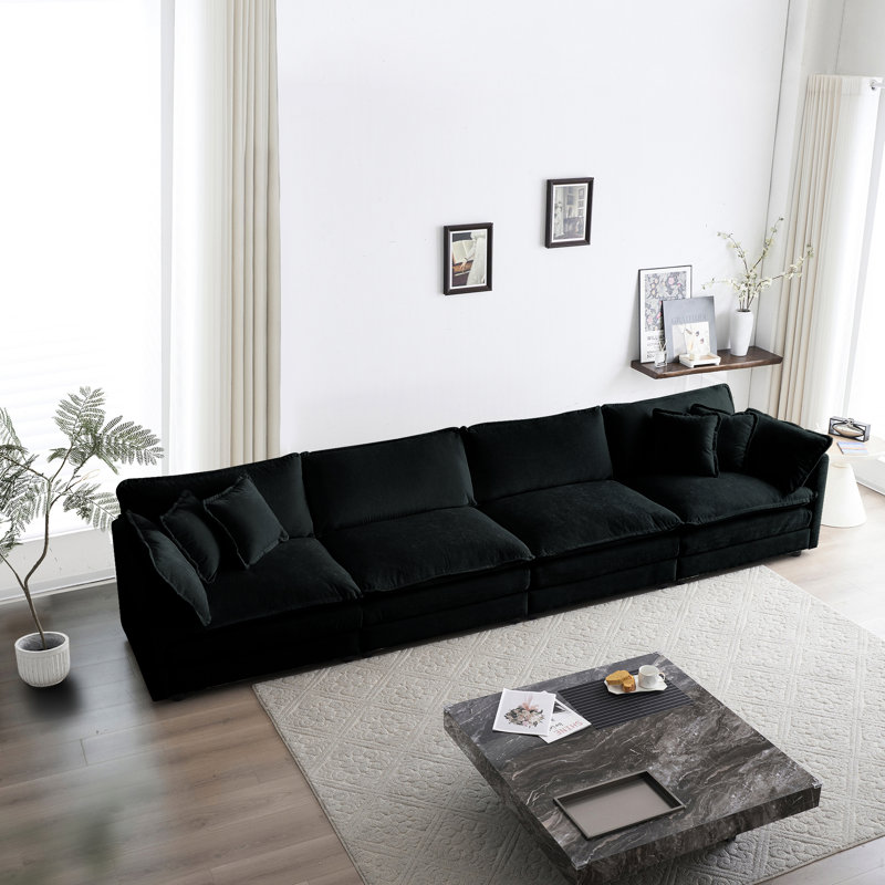 Chenille noire - Structure et rembourrage de qualité pour 4 personnes