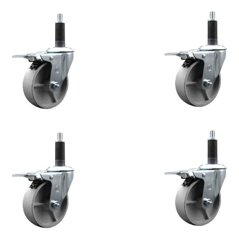 Jeu de roulettes semi-pivotantes extensibles, 4 po x 1 po