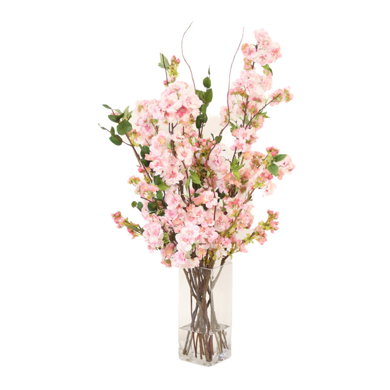 Fleurs de cerisier roses en verre carré