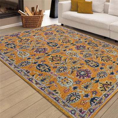 Shidler Hand-Tufted Bohemian All-Natural Wool Area Rug