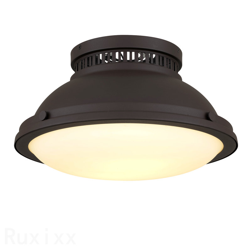 2-Light 14-In Dark Bronze Flush Mount, Antique Bronze, 8" H x 14" W x 14" D