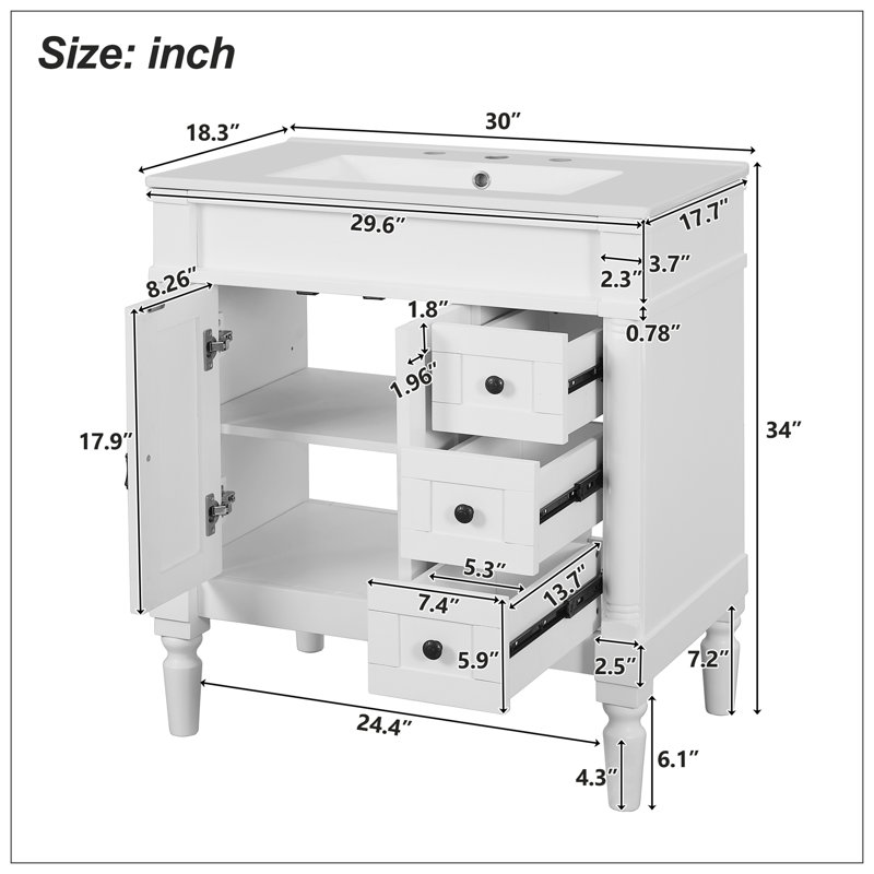 Vanities For Bathroom, Black, White