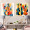Matisse, contrebasse, musique, mélodie I - ensemble de 2 pièces carrées