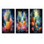 «Green and Yellow Cosmic Pineapple I», ensemble de 3 ananas sur toile-110331977-110331979