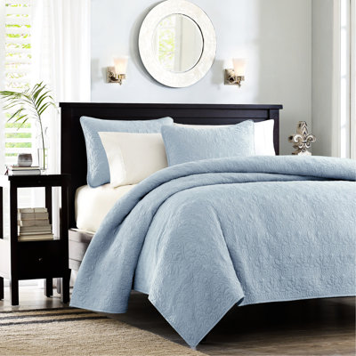 Couette réversible bleu grand lit/queen - Garnissage en coton doux et confortable, matelassage charmant, comprend 2 taies d'oreiller. Lavable à la machine, douce et élégante, idéale pour la décoration intérieure.
