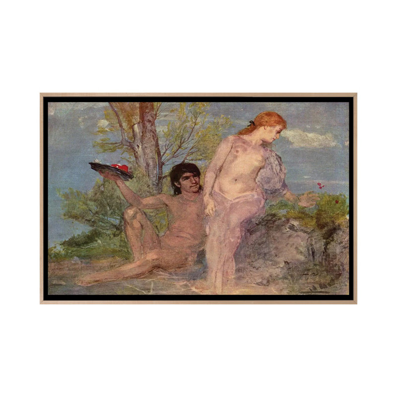 Idylle - ABQ61, H 18 po x l 26 po, Impression sur toile flottante sans passe-partout, Beige