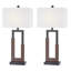 Lampe de table campagnarde moderne en bois et métal 30 po avec ports USB Type-C Ravenna