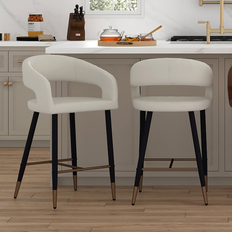 Benesha Upholstered Counter Stool, Beige