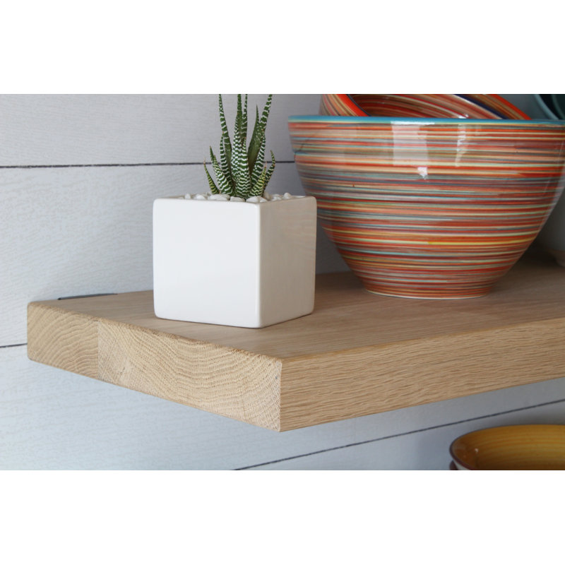 Dallyn 2 Piece Oak Bracket Shelf, 1.75" H x 48" W x 11" D