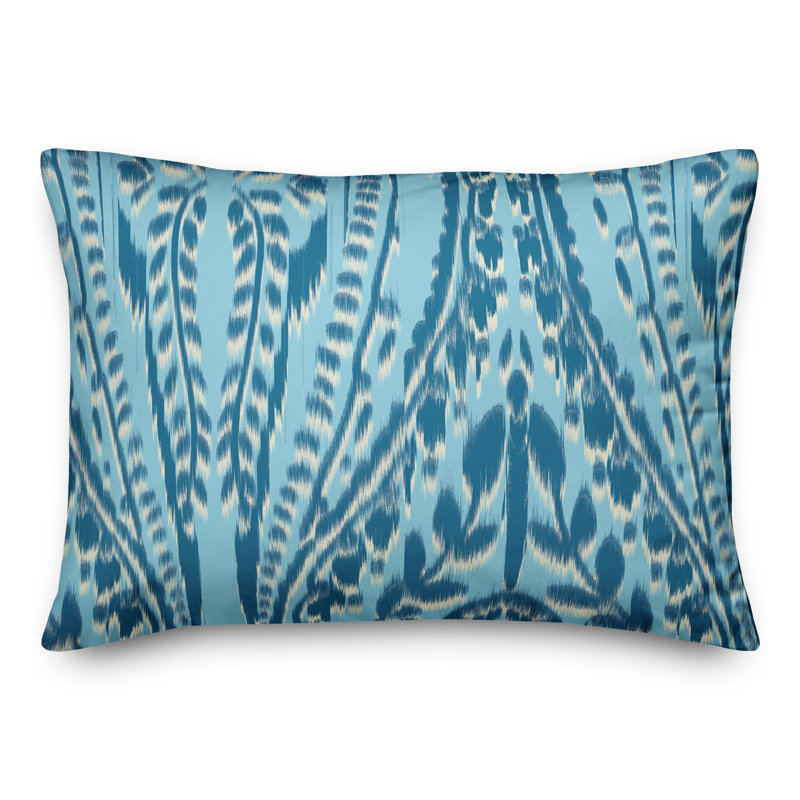 Floral Outdoor Reversible Throw Pillow, Blue