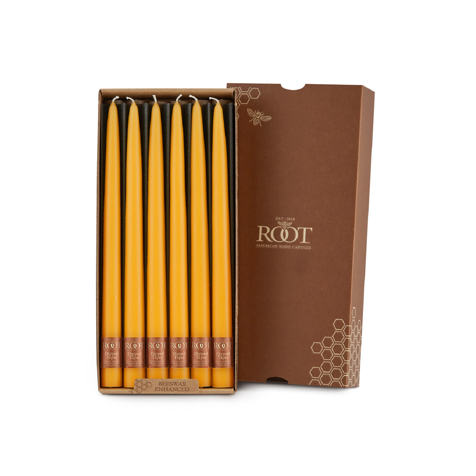 12 Piece Unscented Taper Candle Set, 12" H x 0.88" W x 0.88" D, Butterscotch