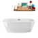63" Streamline Freestanding Soaking Acrylic Bathtub With Drain and Bamboo Tray