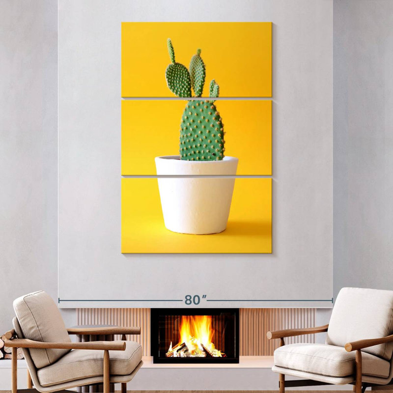 Potted Prickly Pear Cactus, 74" H x 48" W