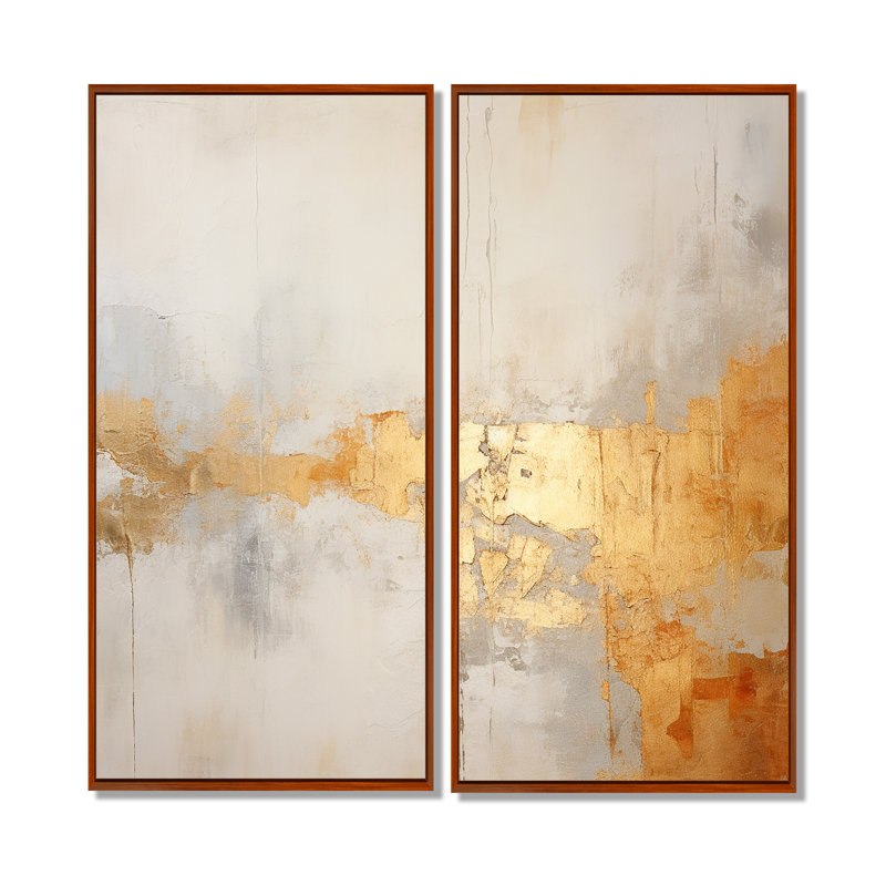 Beige doré minimalisme - impressions sur toile beiges, H 32 po x l 32 po, Impression encadrée flottante, Brun