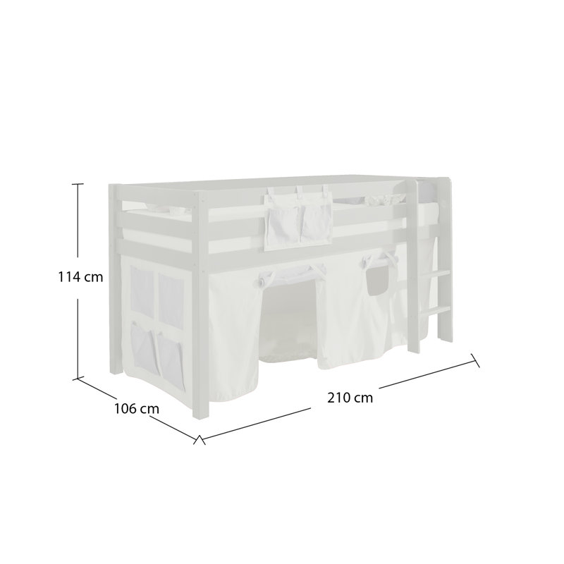 Pino European Single (90 x 200cm) Mid Sleeper Loft Bed, Natural