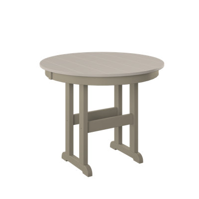  Table ronde 38 "à hauteur de comptoir". Sable et bois vieilli