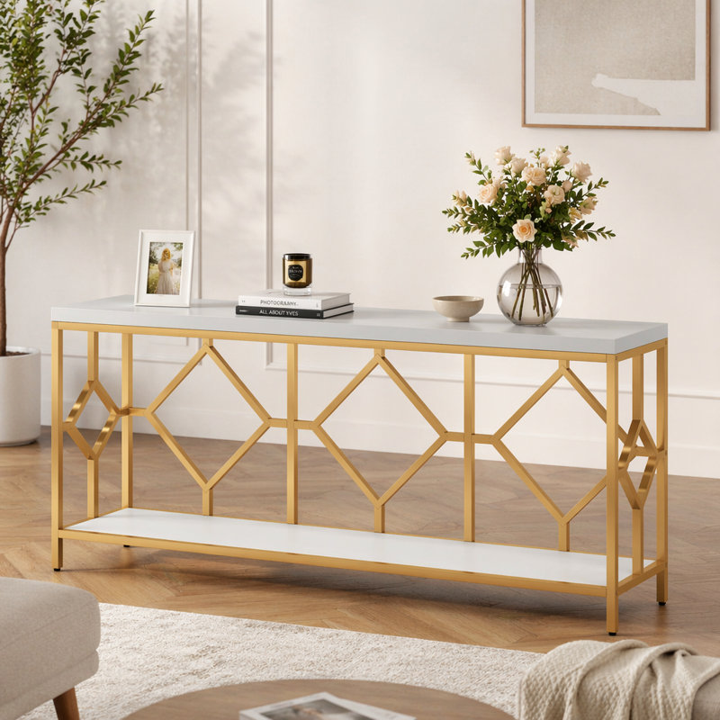 70.87 " W Marble Top Console Table