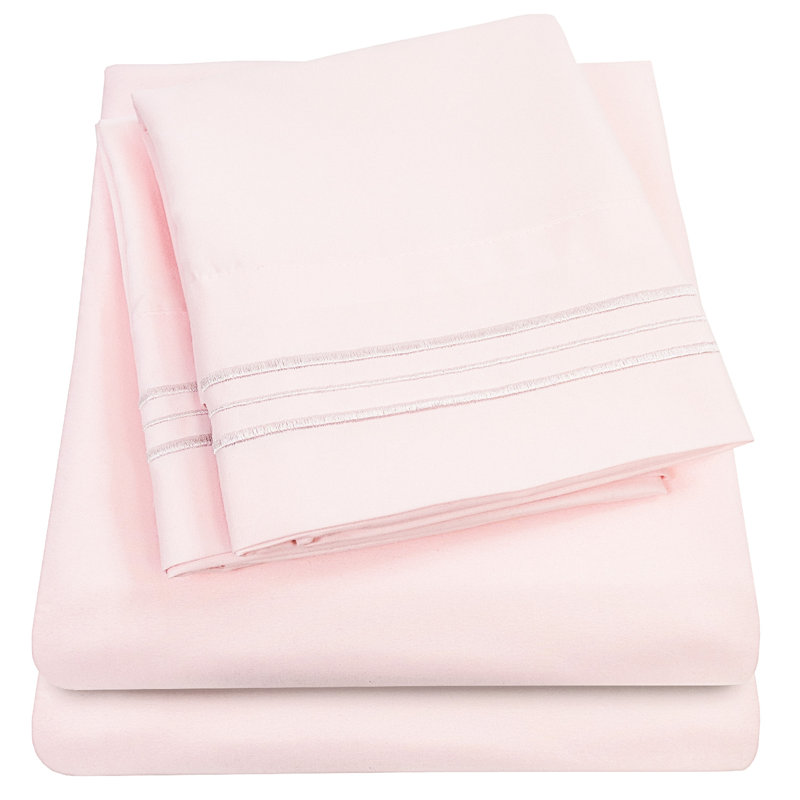 Pale Pink Twin Extra Deep Pocket Microfiber Sheet Set