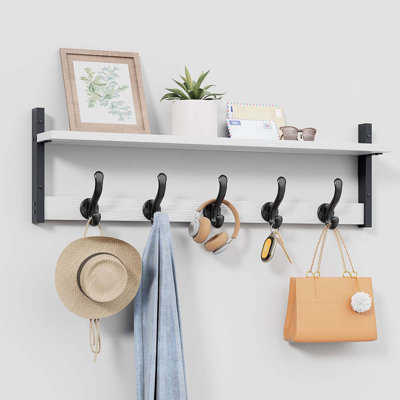 Coat Rack Wall Mount With Shelf, Entryway Wall Hooks With Shelf,