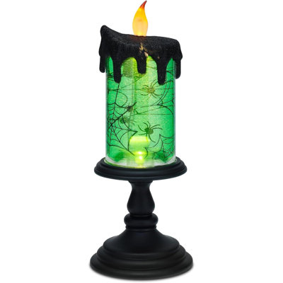 Halloween Snow Globe Candles Lighted Lamp, Lighted Flameless Candles With Water Glitter Swirls And Spooky Moving,Battery Operated