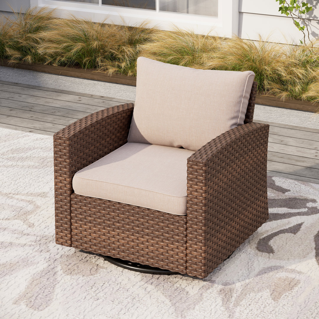 Outdoor Rattan Swivel Patio Chair with Cushions Winston Porter Cushion