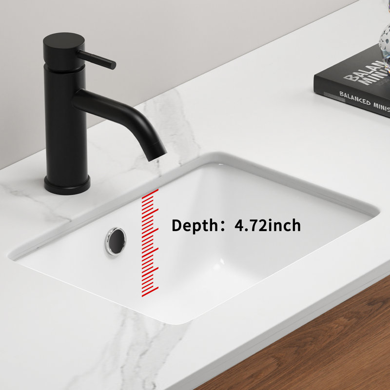 Lavabo de salle de bain rectangulaire encastrable 16 po avec trop-plein Donway (robinet non inclus)